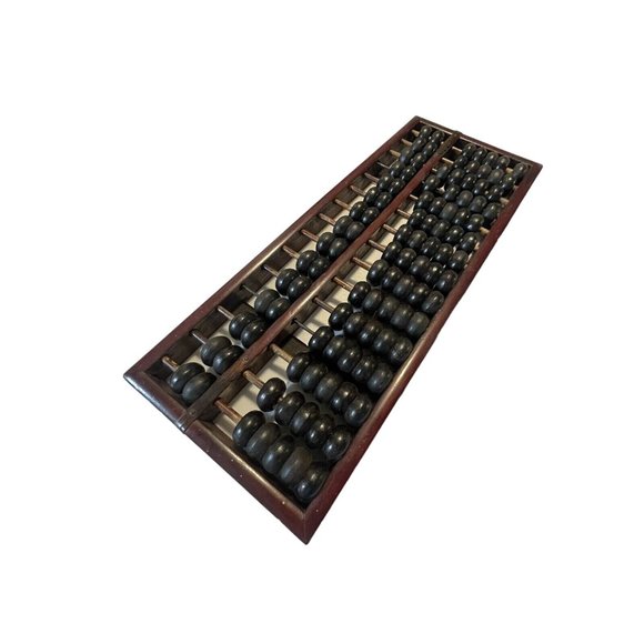 Chinese Large Rods 15 Row 105 Black Wood Beads Vintage Calculator Slide - Picture 8 of 12
